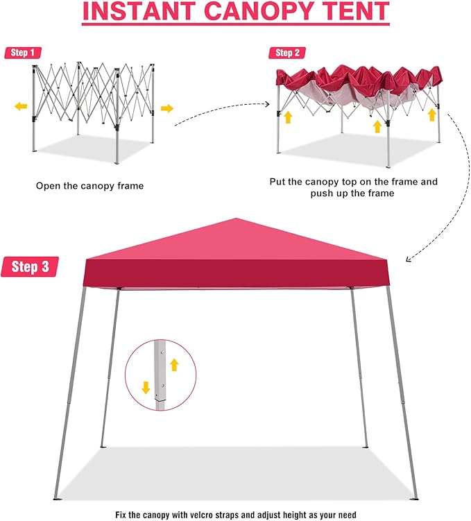 10x10FT Slant Leg Pop Up Canopy Tent, Portable Outdoor Shelter | 10x10FT Base - Image 3