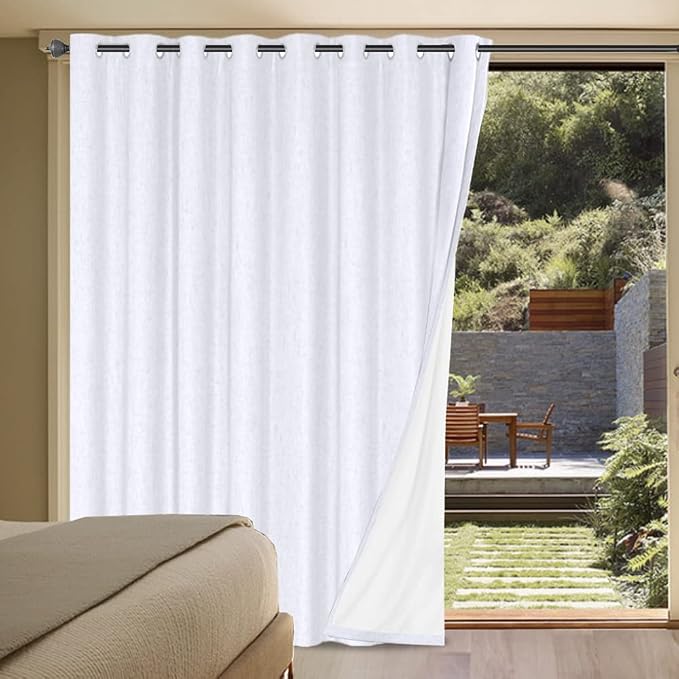 H.VERSAILTEX White Linen Blackout Curtains Durable Thick Textured Linen Look by HVERSAILTEX