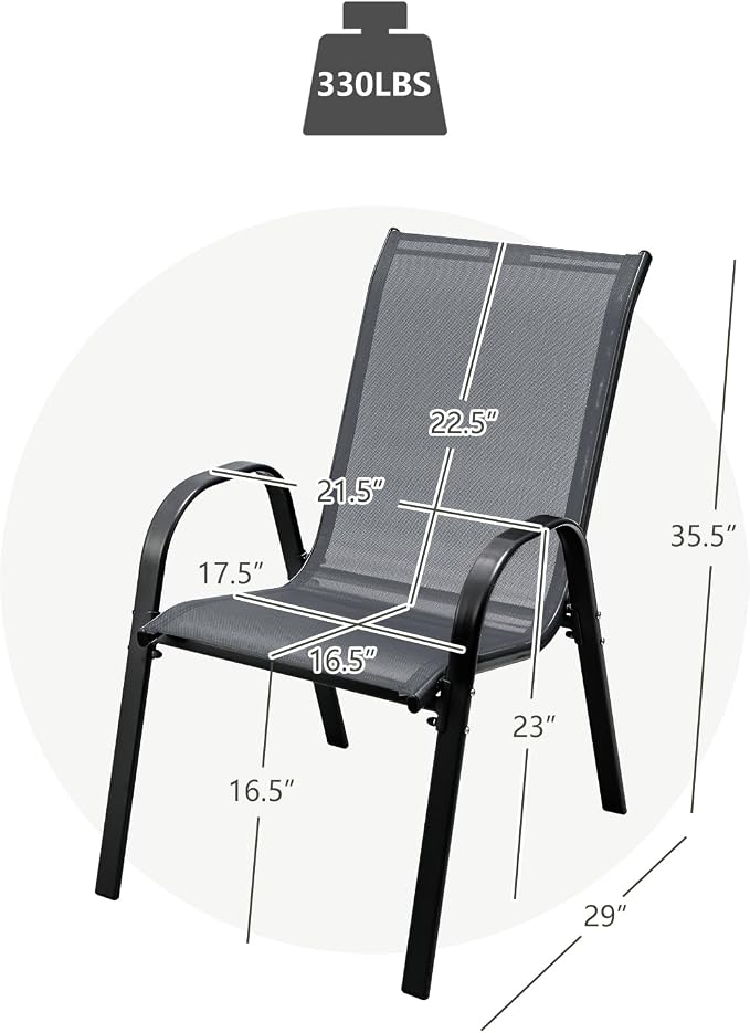 Tangkula Patio Dining Chairs Set of 2, Outdoor Stackable All Weather Heavy Duty - Image 3