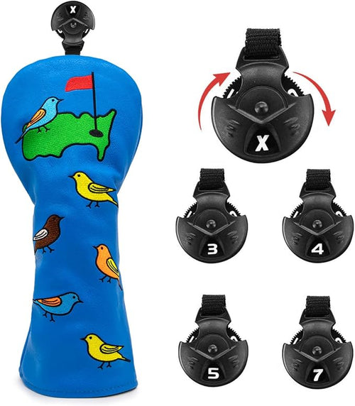 1 Pcs Montela Golf Club Covers,Colorful Birdie Tee 3 Wood Headcover Driver Headcover Fairway Wood Head Covers Hybrid Headcover Leather Golf Head Covers for Odyssey Scotty Cameron Taylormade