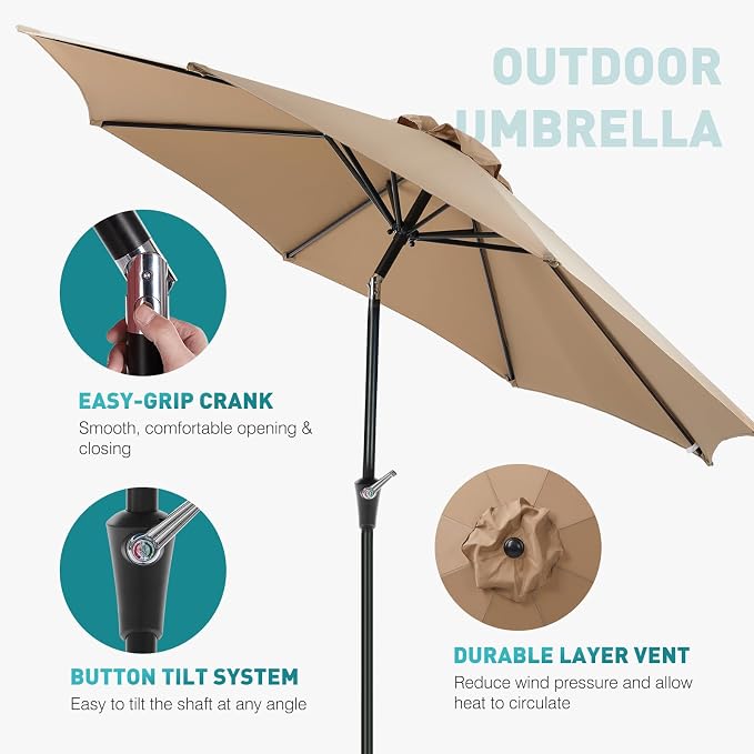 OLIXIS 9ft Patio Table Umbrella, Outdoor Patio Umbrella - Image 2