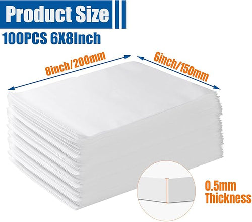 100 Pack Foam Pouches, Cushion Foam Pouch for Moving and Storing, 6"x 8" Foam Wrap Pouches Protect Fragile Items, Protect mug, Glasses, China, and Dishes, Packing supplies