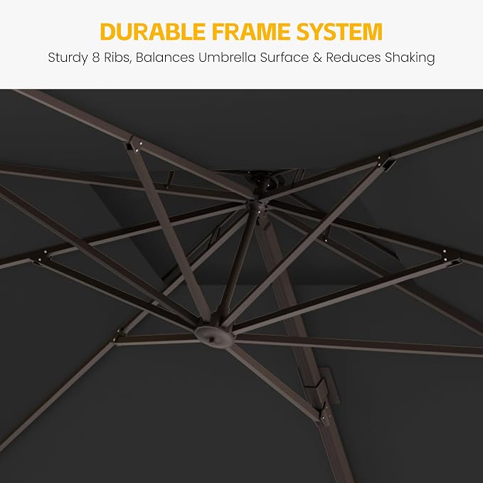 10x13 FT Patio Cantilever Umbrella, Rectangular Heavy Duty Offset Umbrella - Image 4