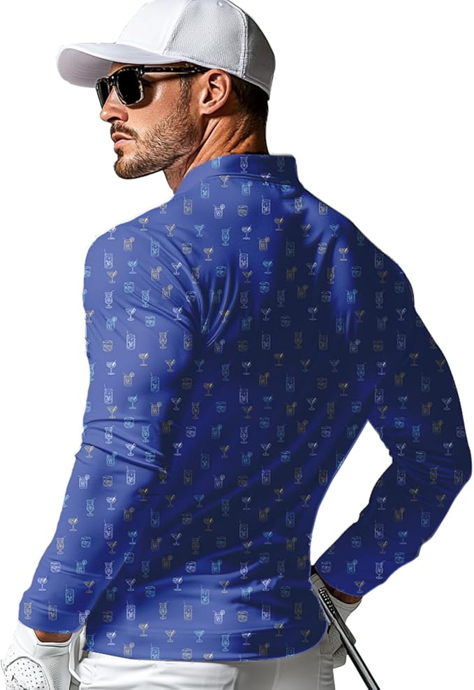 Men's Long Sleeve Golf Shirt Quick Dry 3 Button Work Fishing Outdoor Casual Collar Shirt