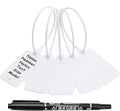 100 White Blank Plastic Tags for Labeling Waterproof Hanging Labels Writable Tags Seal Plastic Marking Label for Clothes Bags Keys Inventory with One Marker Pen