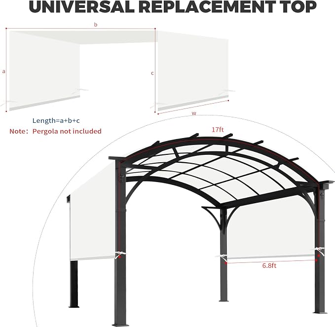 17' x 6.8' Waterproof Pergola Canopy Replacement Cover - Image 3