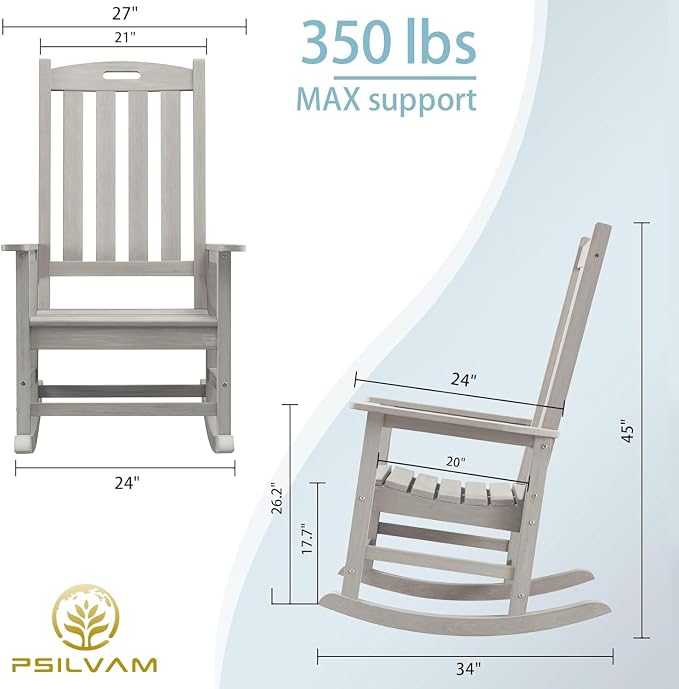 Outdoor Rocking Chairs Set of 2, Oversized Porch Rocker | Weather Resistant - Image 3