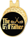 Hafhue The Golf Father Black Gold Golf Ball Marker with Magnetic Hat Clip, Funny Golf Accessories and Golf Gifts for Men Dad Grandpa, Birthday for Golf Fan Golfer Golf Lover