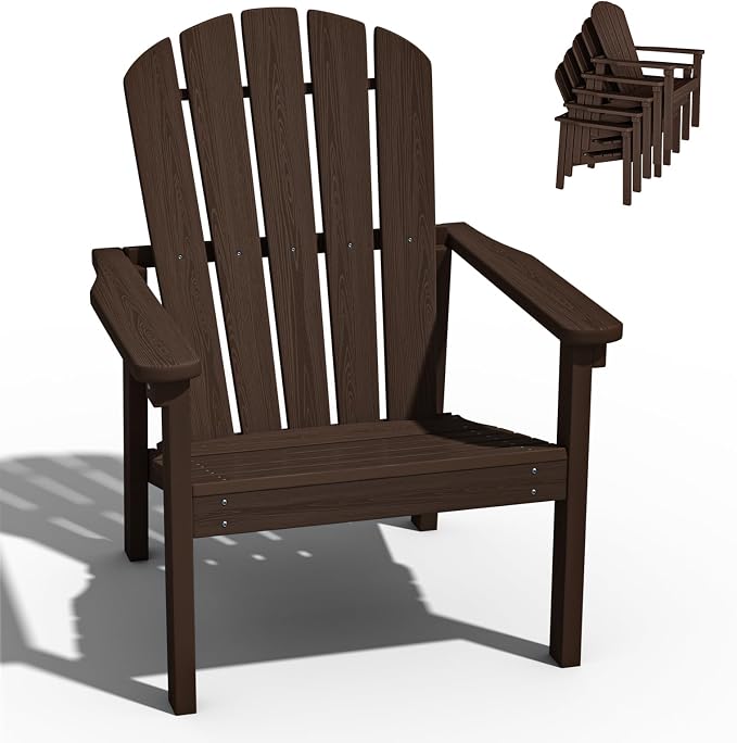Compact Stackable Adirondack Chair, All Weather HDPE, Coffee | 26.3" Wide HDPE by nevilywood