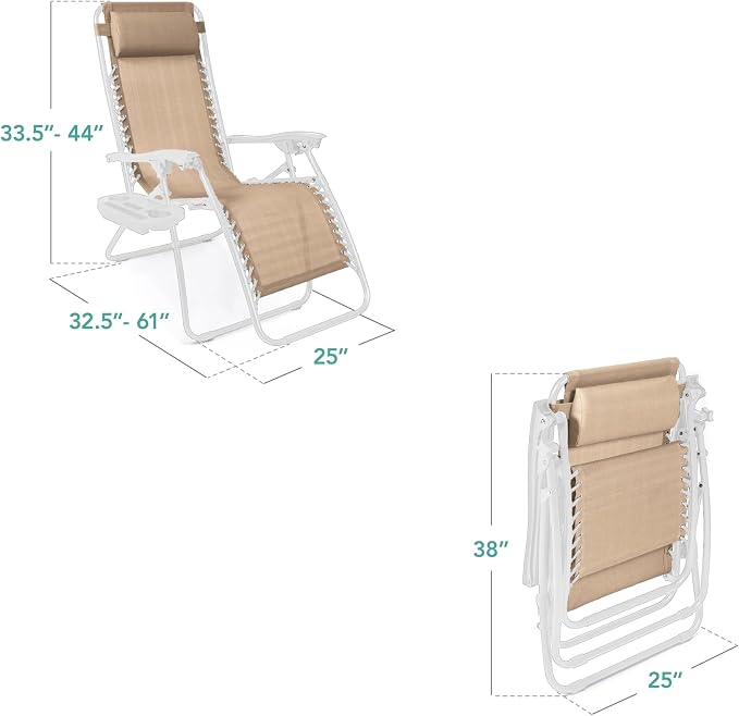 Best Choice Products Set of 2 Adjustable Steel Mesh Zero Gravity Lounge Chair - Image 3