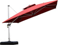 PURPLE LEAF Cantilever Outdoor Umbrella 11'x 11' Large Double Top Brick Red | by PURPLELEAF