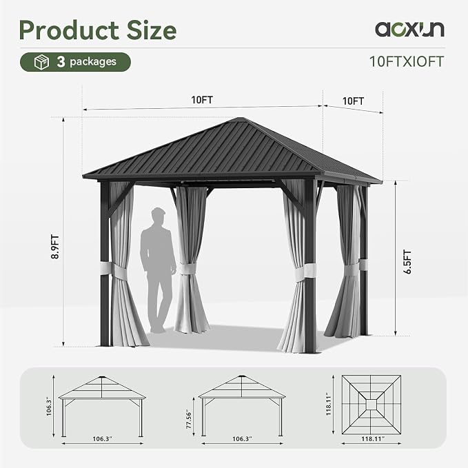 Aoxun Gazebo 10x10 Hardtop Gazebo - Image 2