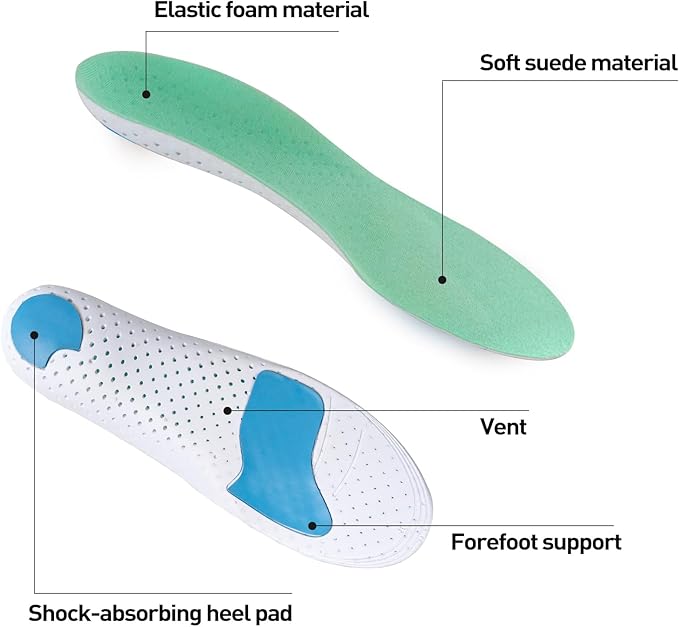 Insoles for Golf Men's Shoes Replacement, Footwear Inserts for Arch Support Inserts to Help Reduce Fatigue Cushion Shock Absorbing (Men 7-9)