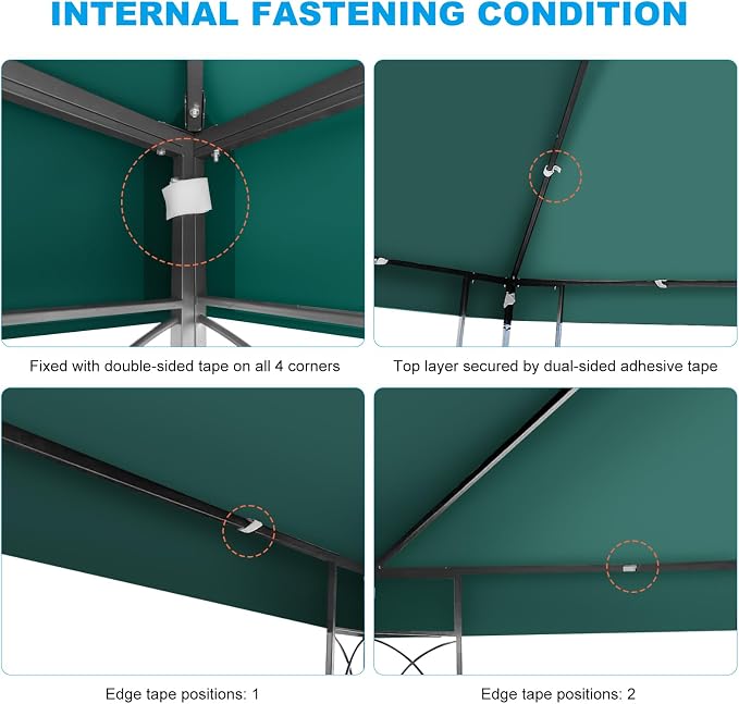 10x10 Gazebo Canopy Replacement Top, 300D High-Density Waterproof Single Layer - Image 6