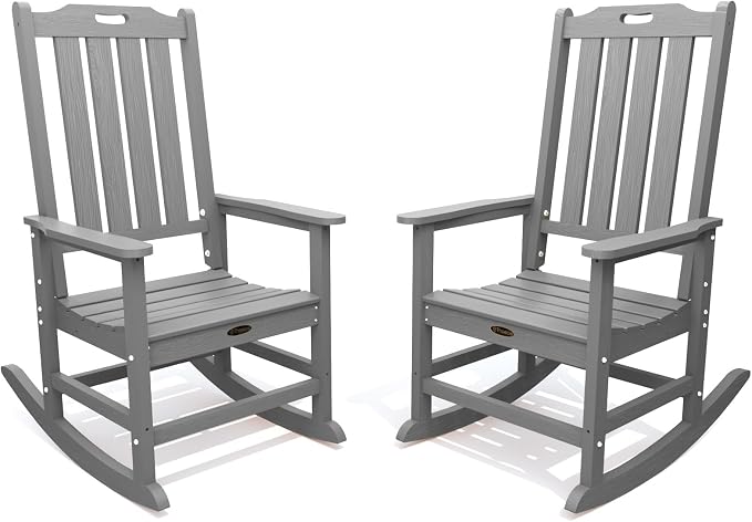 THOEOE Outdoor Rocking Chairs Set of 2, Oversized Patio Rocking Chair | HDPE by THOEOE