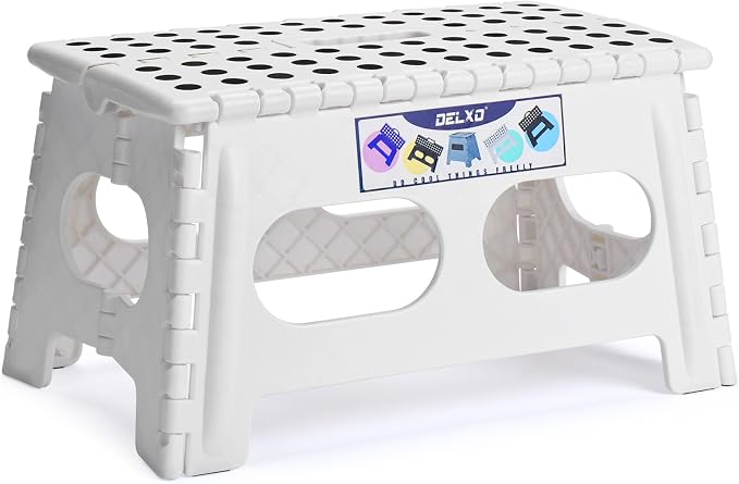 Delxo Folding Step Stool 9 inch, 300Lbs Extra Wide Step Stool by Delxo