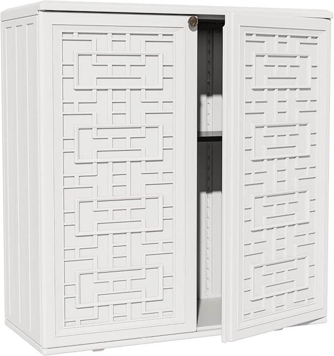 ZZM HDPE Outdoor Storage Shed, Outdoor Plastic Storage Cabinet, Horizontal by ZZM