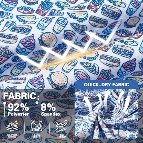 Mens Golf Shirt Short Sleeve Dry Fit Print Moisture Wicking Performance - Image 5