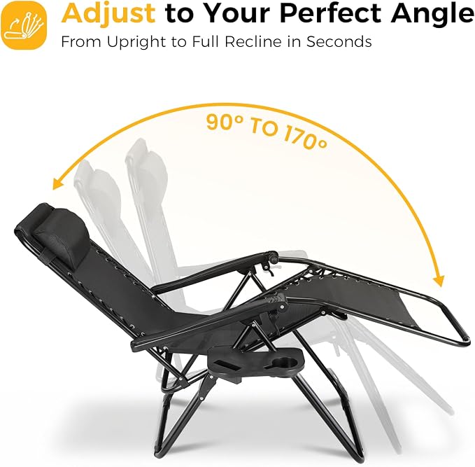 NEWBULIG Zero Gravity Chairs Set of 2, Folding Lounge Recliner Chair | Portable - Image 3