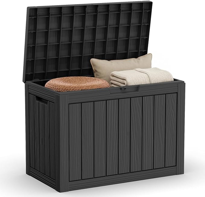45 Gallon Outdoor Deck Box, Lockable Waterproof Outdoor Storage Boxes by MAIUSCOLI