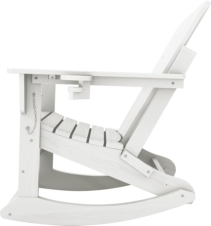 Adirondack Rocking Chair with Ottoman and Cup Holders | HDPE Porch Rocker - Image 8