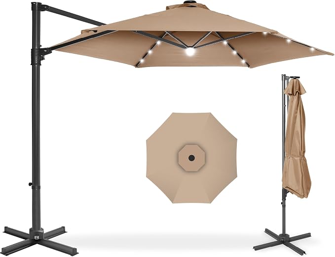 Best Choice Products 10ft Solar LED Offset Cantilever Hanging Market Patio by Unknown