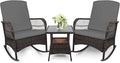 3 pcs Rocking Bistro Set Conversation Chairs PE Wicker Outdoor Rocking Chairs & by Enjoyyourlife