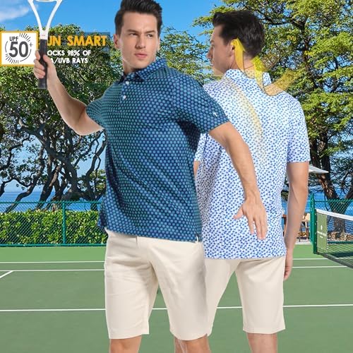 Mens Golf Shirt Short Sleeve Dry Fit Print Moisture Wicking Performance - Image 6