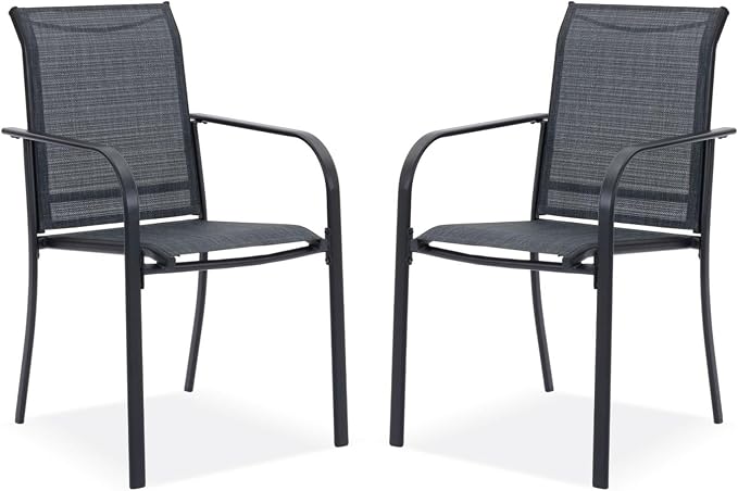 DIFY Patio Chairs Set of 2, Stackable Textilene Outdoor Dining Chairs by DIFY