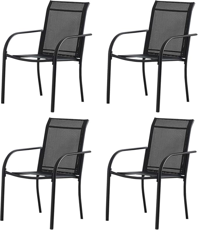 Outdoor Dining Chairs Set of 4, Stackable Patio Chair - Image 7