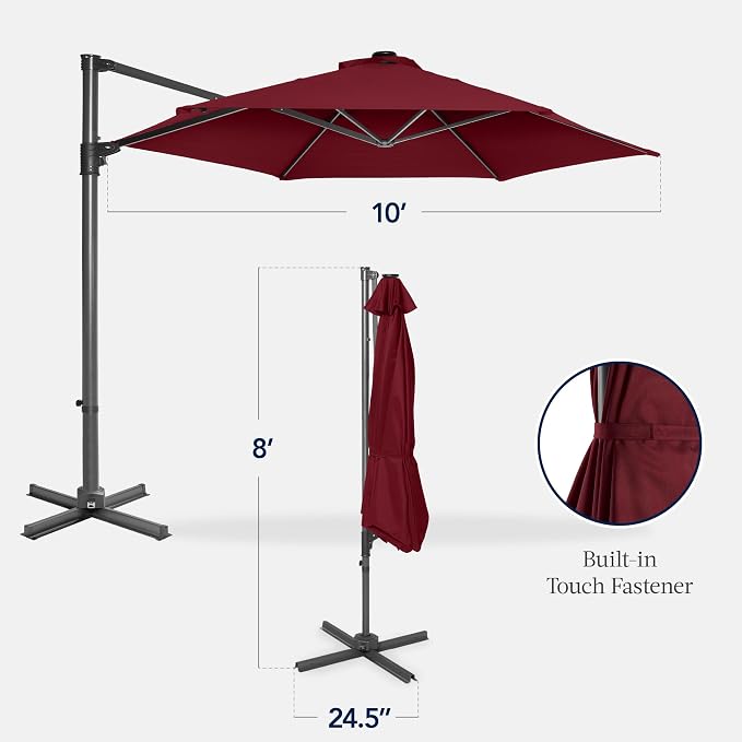 Best Choice Products 10ft Offset Cantilever Hanging Market Patio Umbrella - Image 2