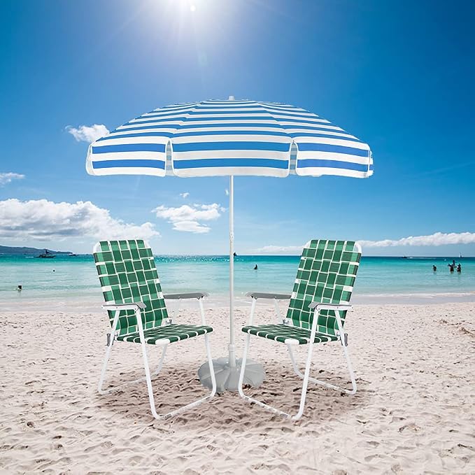 VINGLI Patio Lawn Webbed Folding Chairs Set of 2, Outdoor Beach Chair Portable - Image 2