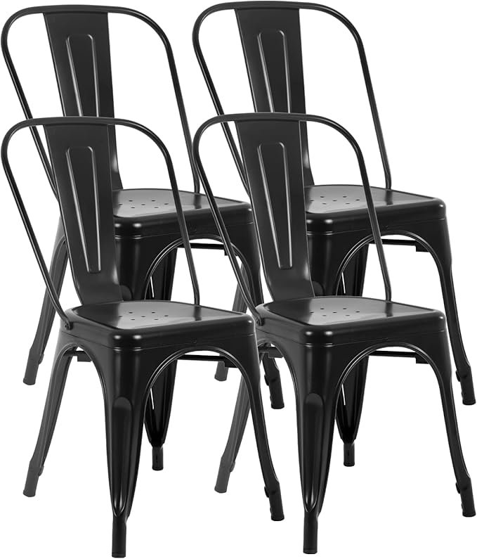 FDW | Metal Dining Chairs | Set of 4 by FDW