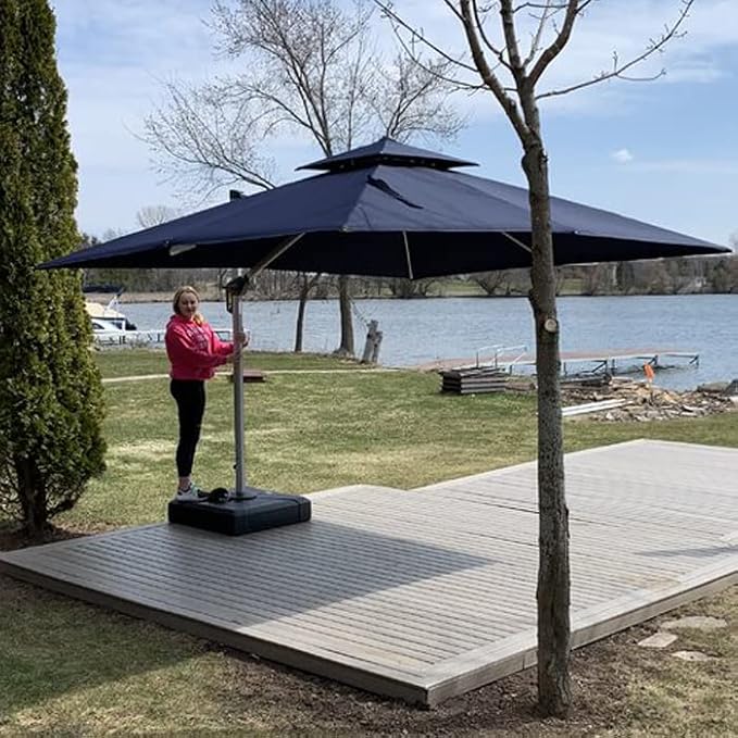 PURPLE LEAF Cantilever Patio Umbrella 10' X 12' Large Double Top, 3-Yr - Image 2