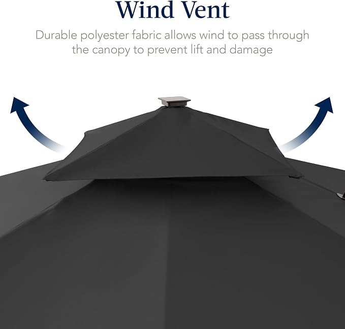 Best Choice Products 12x12ft LED Cantilever Patio Umbrella w/Base Included & - Image 7