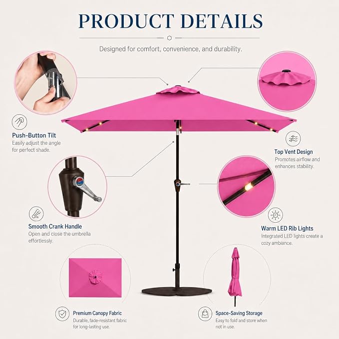 6.5 x 10ft Rectangular Patio Umbrella - Image 7