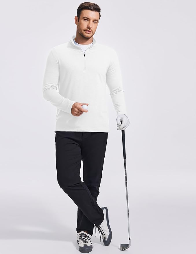 PINSPARK Men's Quarter Zip Up Pullover Mock Neck Sweatshirts Long Sleeve Golf shirts Performance Athletic Casual Workout