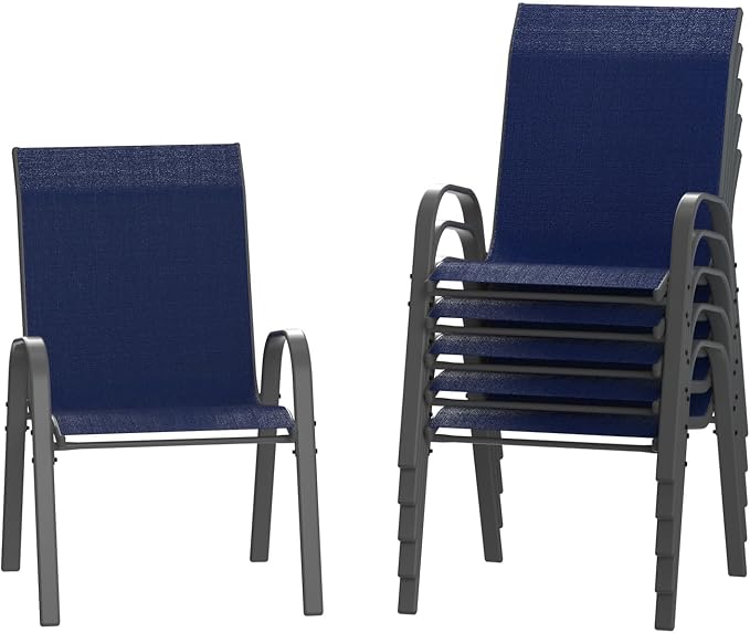Amopatio Patio Chairs Set of 6, Outdoor Stackable Dining Chairs by Amopatio