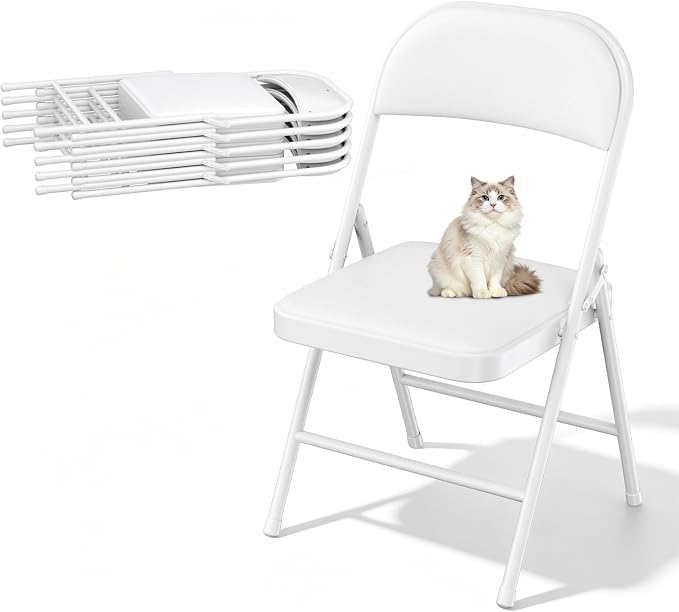 6 Pack Padded Folding Chairs, Portable Metal Foldable Chairs by HomePage