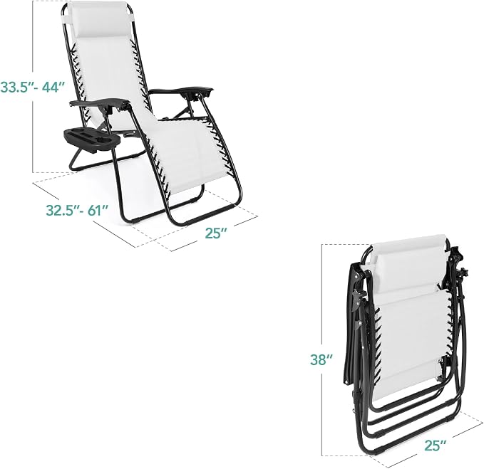 Best Choice Products Set of 2 Adjustable Steel Mesh Zero Gravity Lounge Chair - Image 3