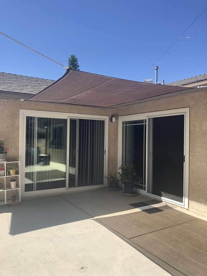 Eden's Decor Straight Flat-Edged Sun Shade Sail Rectangular 7' x 11' Brown - Image 8