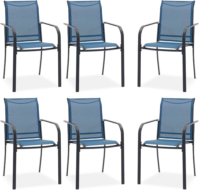 DIFY Patio Dining Chairs Set of 6, Stackable Outdoor Metal Chairs by DIFY