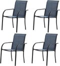 Stackable Patio Chairs Set of 4, Outdoor Dining Chairs by Puntogen