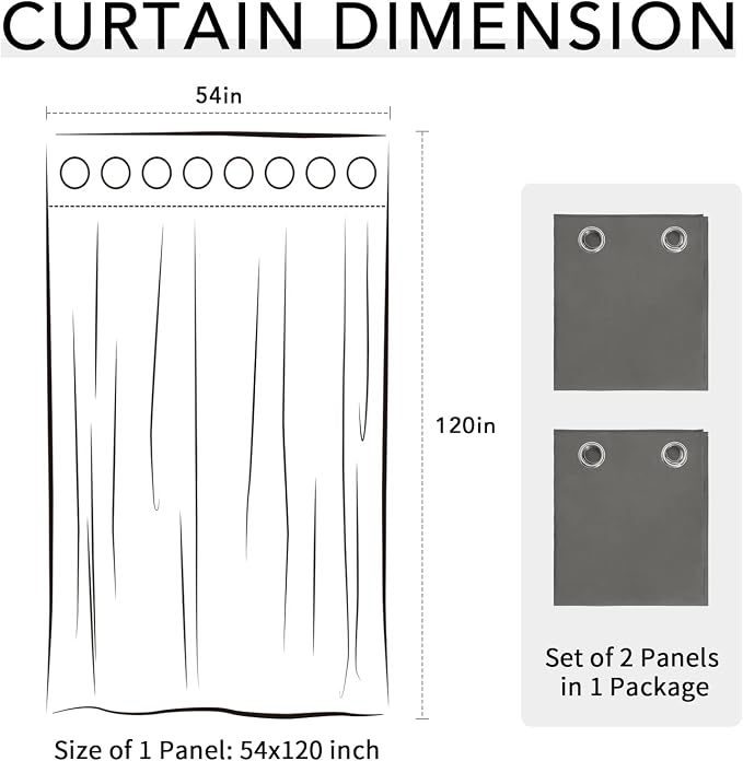 Easy-Going 100% Waterproof Outdoor Curtains 54x120 inch, Dark Grey | Windproof - Image 7