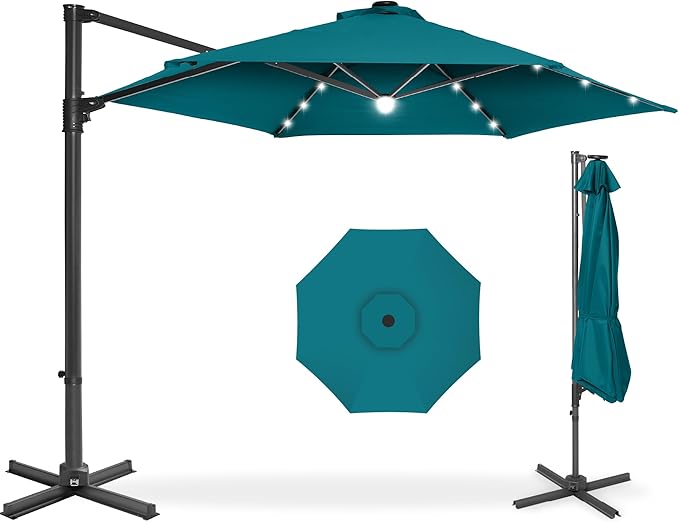Best Choice Products 10ft Solar LED Offset Cantilever Hanging Market Patio by Unknown