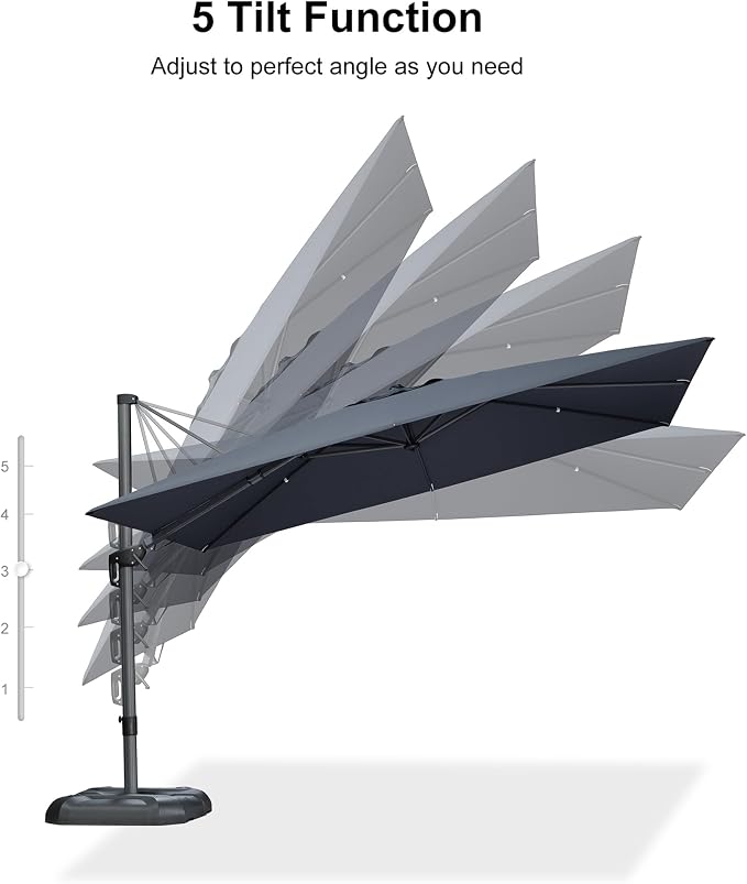 PURPLE LEAF Patio Umbrella Side Tilt 11.5' X 8.2' Fits Narrow Patios Grey | - Image 8
