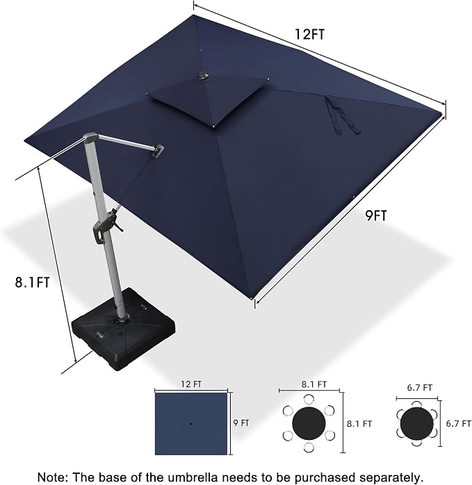 PURPLE LEAF Patio Cantilever Umbrella 9' X 12' Large Double Top, 3-Yr - Image 9