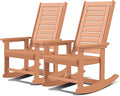 GREENVINES Oversized Outdoor Rocking Chairs Set of 2, HDPE Rocker, Teak | 21.7" by GreenVines