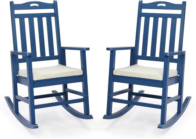 VINGLI Outdoor Rocking Chair Set of 2 Wood Rocking Chair by VINGLI