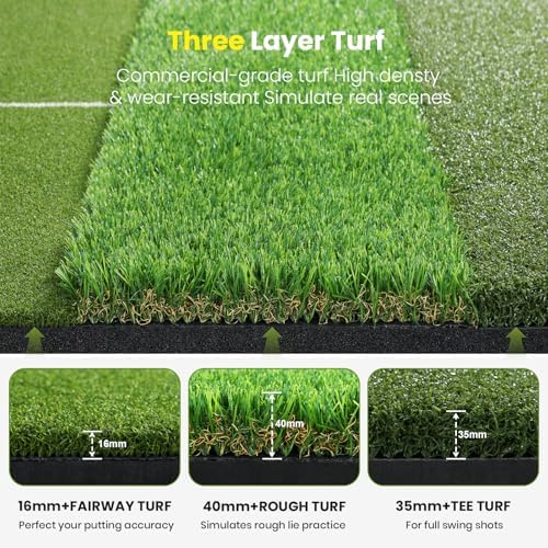 5x4ft & 6x4ft Extra Large Golf Hitting Mat, 26mm Thick Tri-Turf Golf Practice - Image 3